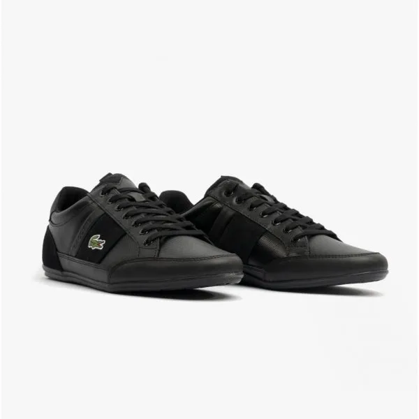 Lacoste CHAYMON Mens Leather Trainers Black/Black