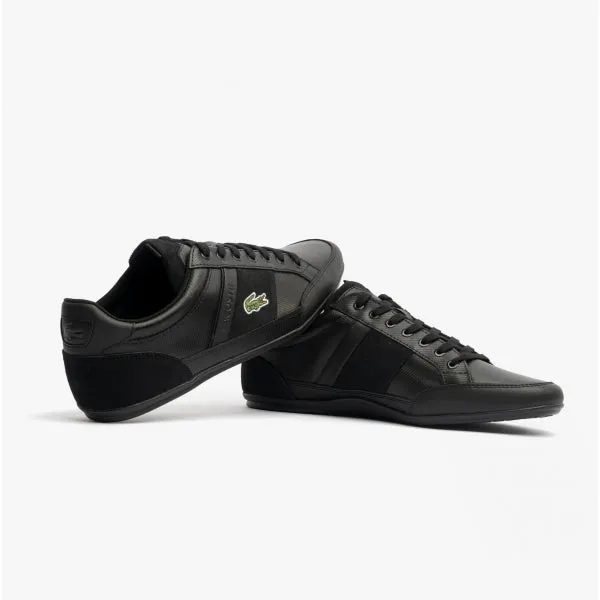 Lacoste CHAYMON Mens Leather Trainers Black/Black