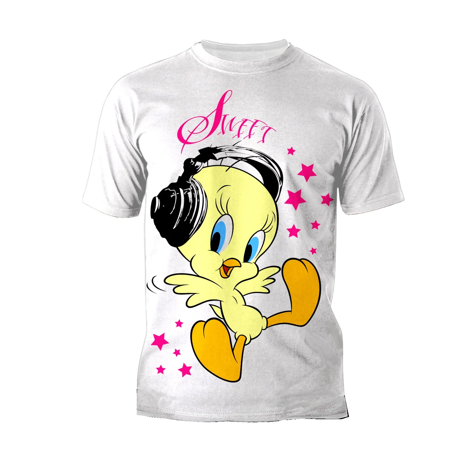 Looney Tunes Tweety Headphones Official Men's T-Shirt
