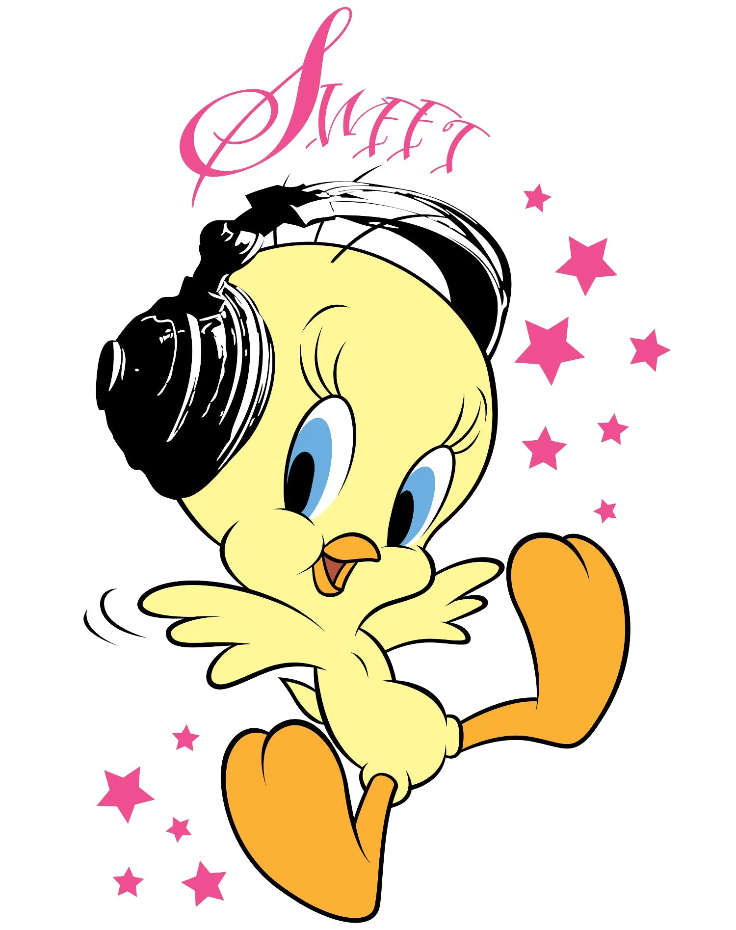 Looney Tunes Tweety Headphones Official Men's T-Shirt