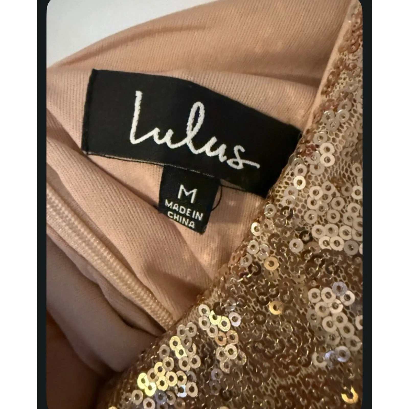 Lulus Women’s Global DJ Golden Sequin Bodycon Mini Dress – Size Medium
