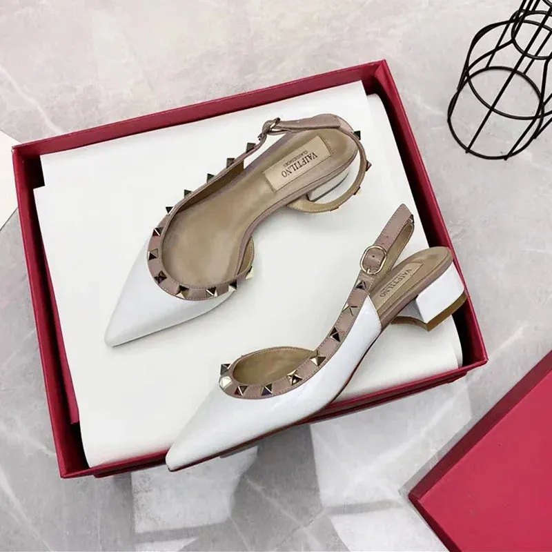 Luxury Gladiator Sandals for Women | Designer Rivet Slingbacks | Chunky 3cm Heel Summer Sandals