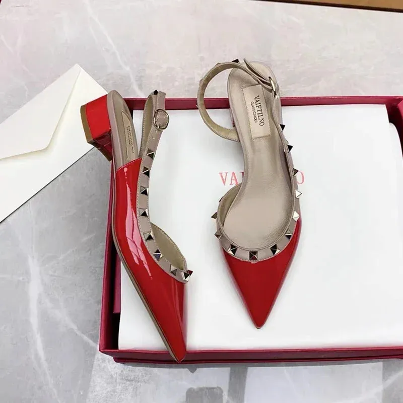 Luxury Gladiator Sandals for Women | Designer Rivet Slingbacks | Chunky 3cm Heel Summer Sandals