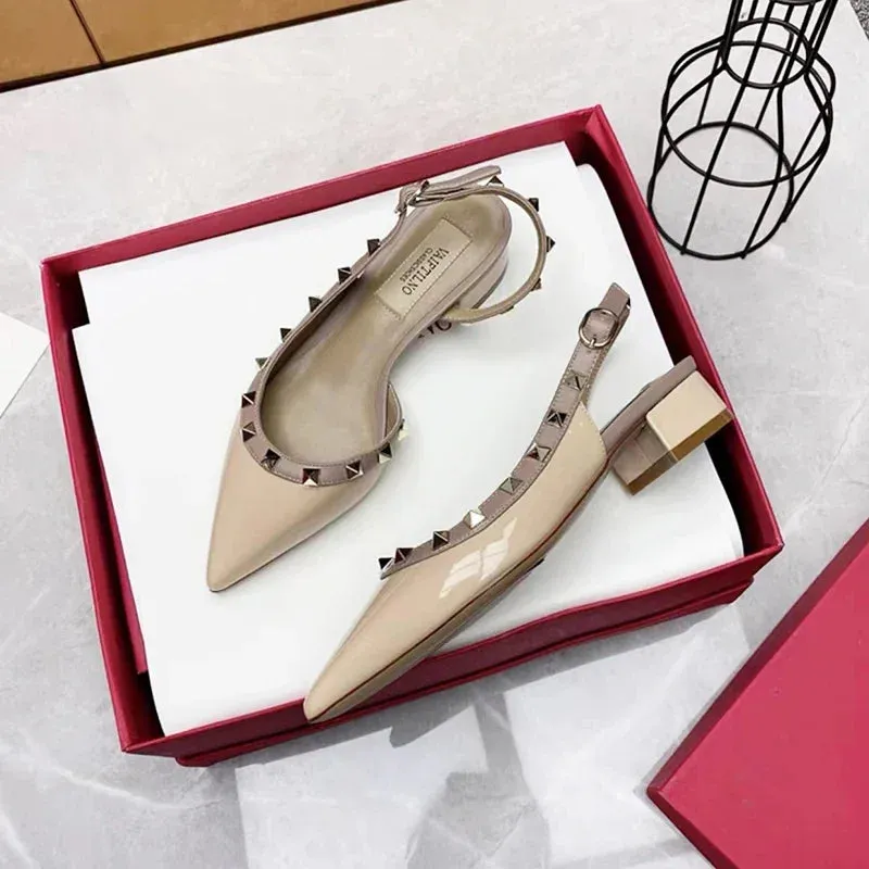 Luxury Gladiator Sandals for Women | Designer Rivet Slingbacks | Chunky 3cm Heel Summer Sandals