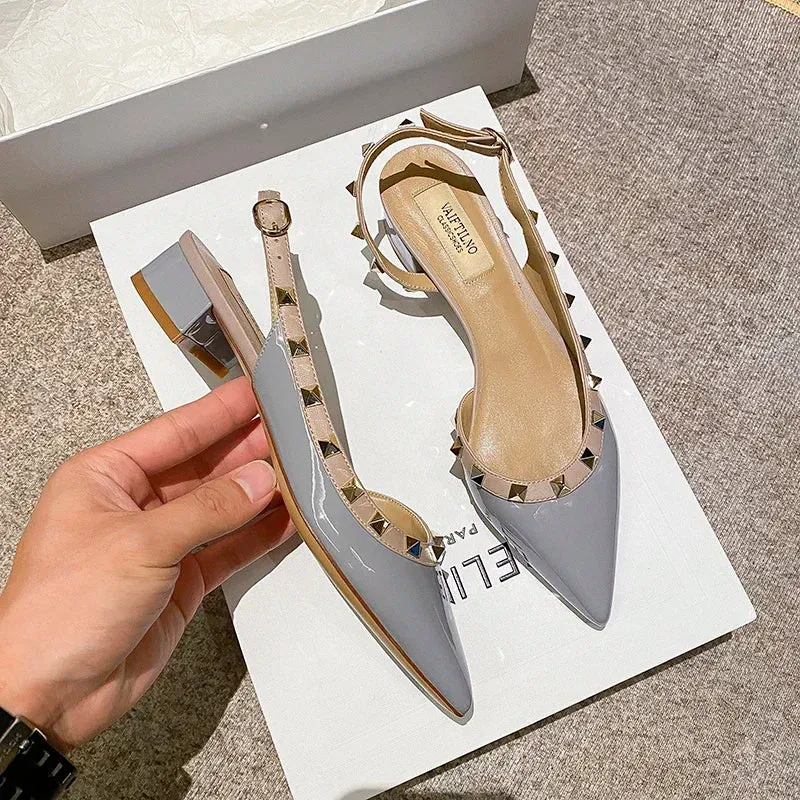 Luxury Gladiator Sandals for Women | Designer Rivet Slingbacks | Chunky 3cm Heel Summer Sandals