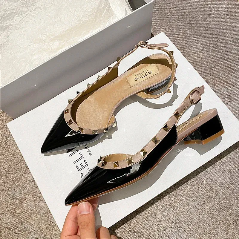 Luxury Gladiator Sandals for Women | Designer Rivet Slingbacks | Chunky 3cm Heel Summer Sandals