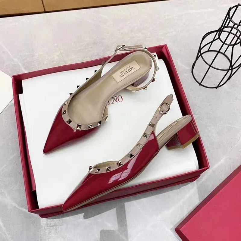 Luxury Gladiator Sandals for Women | Designer Rivet Slingbacks | Chunky 3cm Heel Summer Sandals