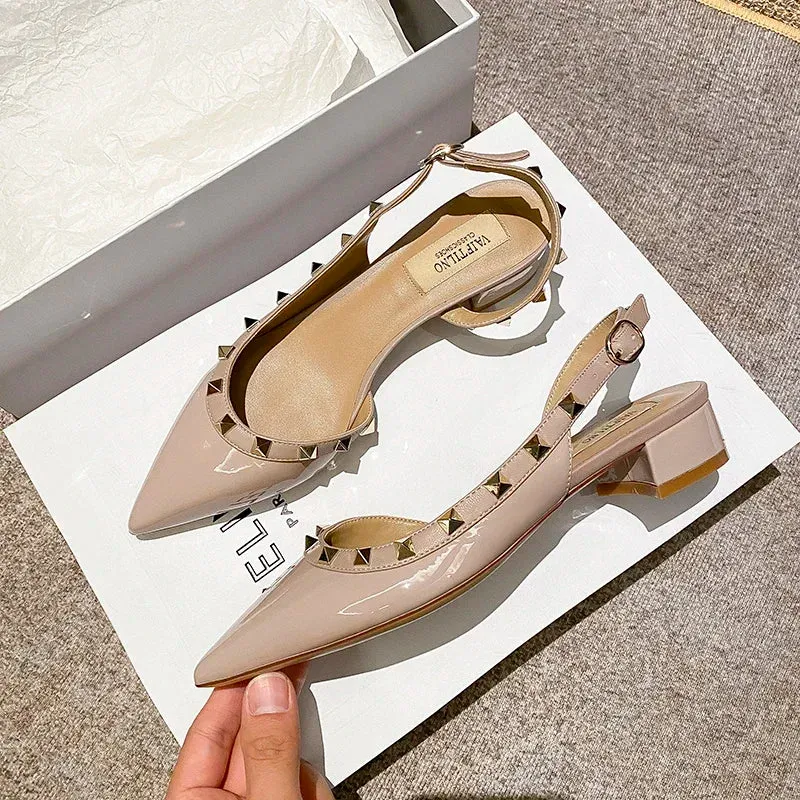 Luxury Gladiator Sandals for Women | Designer Rivet Slingbacks | Chunky 3cm Heel Summer Sandals