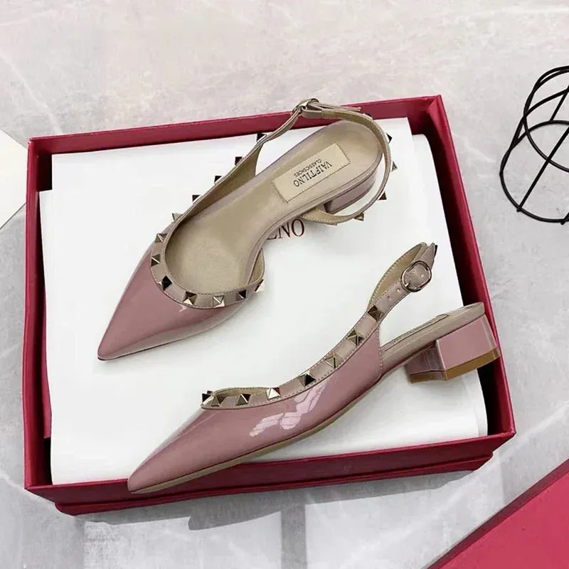 Luxury Gladiator Sandals for Women | Designer Rivet Slingbacks | Chunky 3cm Heel Summer Sandals