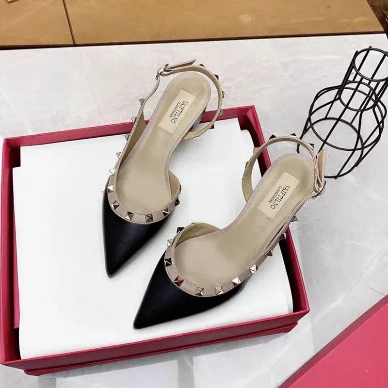 Luxury Gladiator Sandals for Women | Designer Rivet Slingbacks | Chunky 3cm Heel Summer Sandals