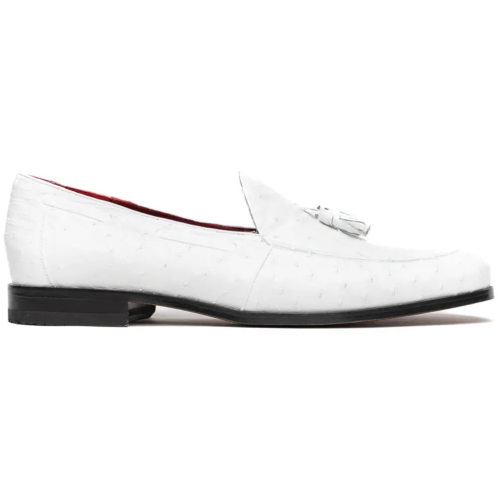 Marco Di Milano Aubiere in White Ostrich Tassel Loafers