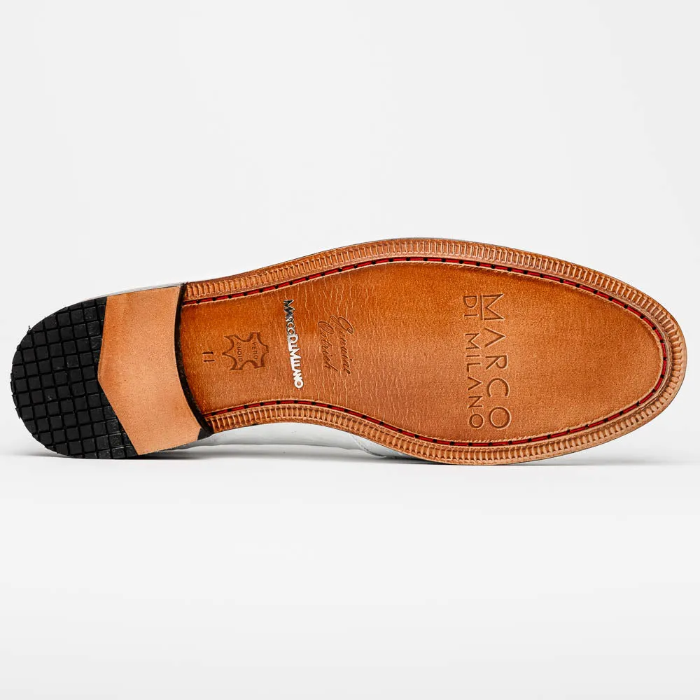 Marco Di Milano Aubiere in White Ostrich Tassel Loafers
