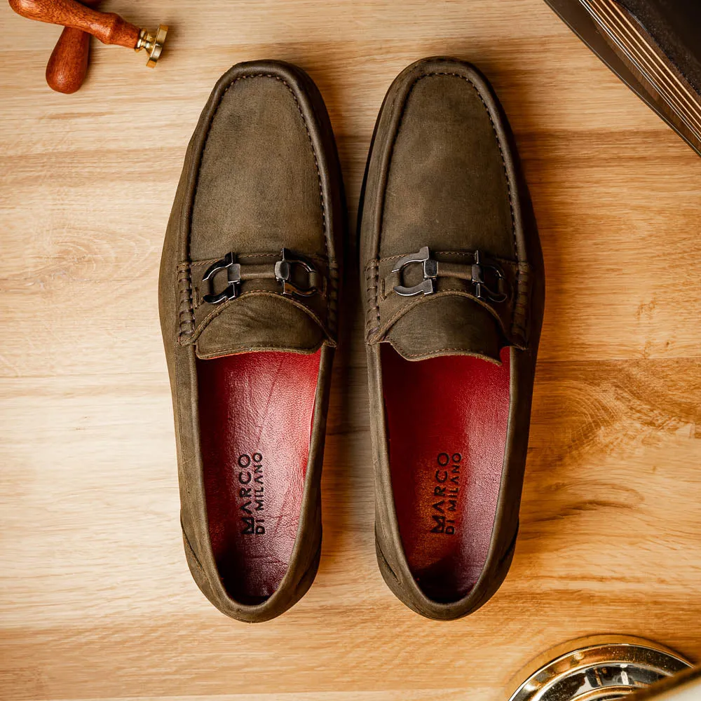 Marco Di Milano Cassarano in Olive Suede Loafers