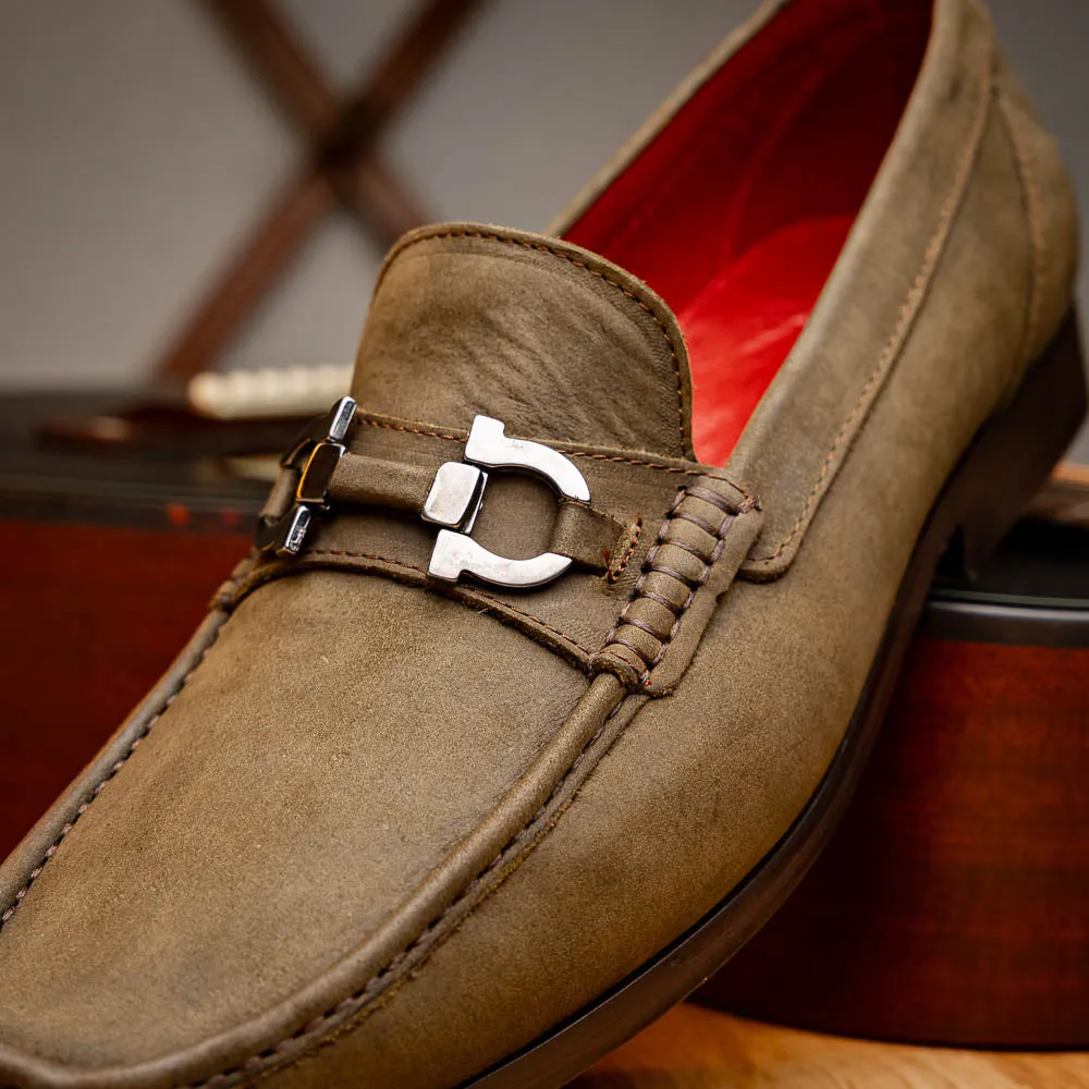 Marco Di Milano Cassarano in Olive Suede Loafers