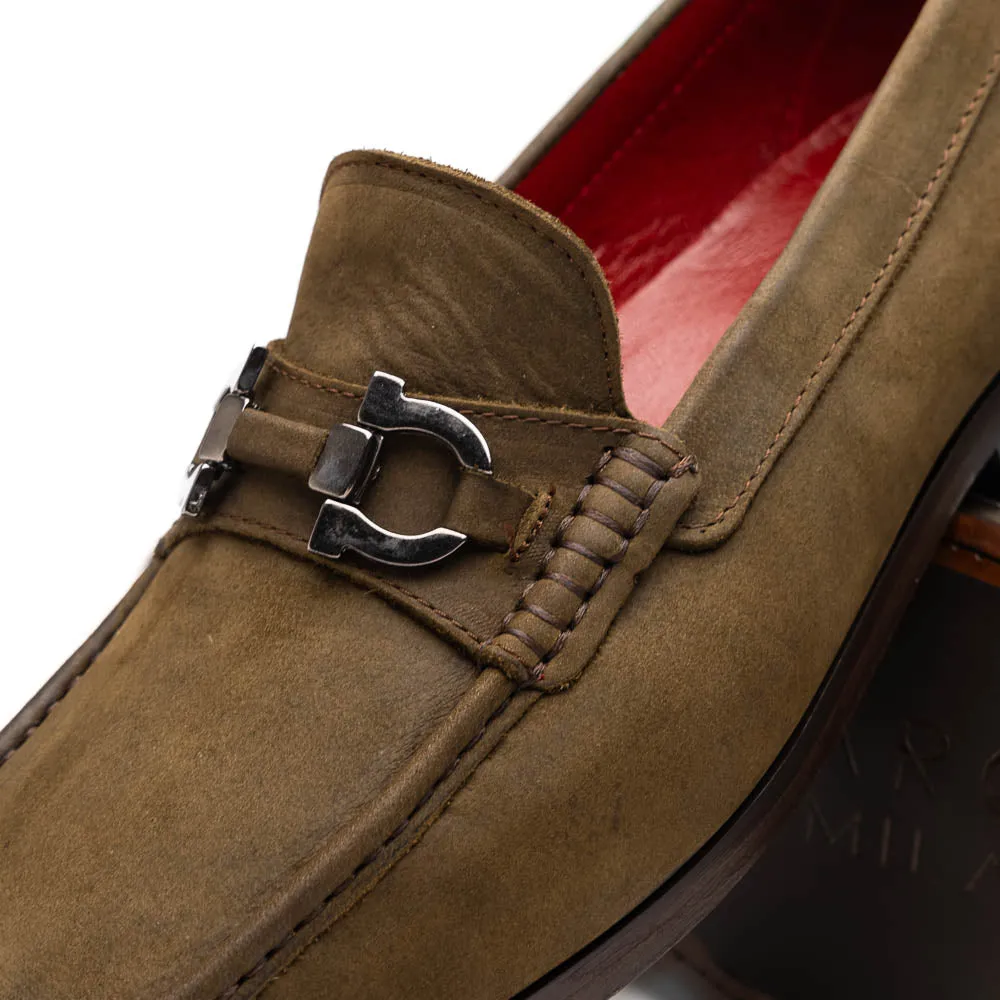 Marco Di Milano Cassarano in Olive Suede Loafers