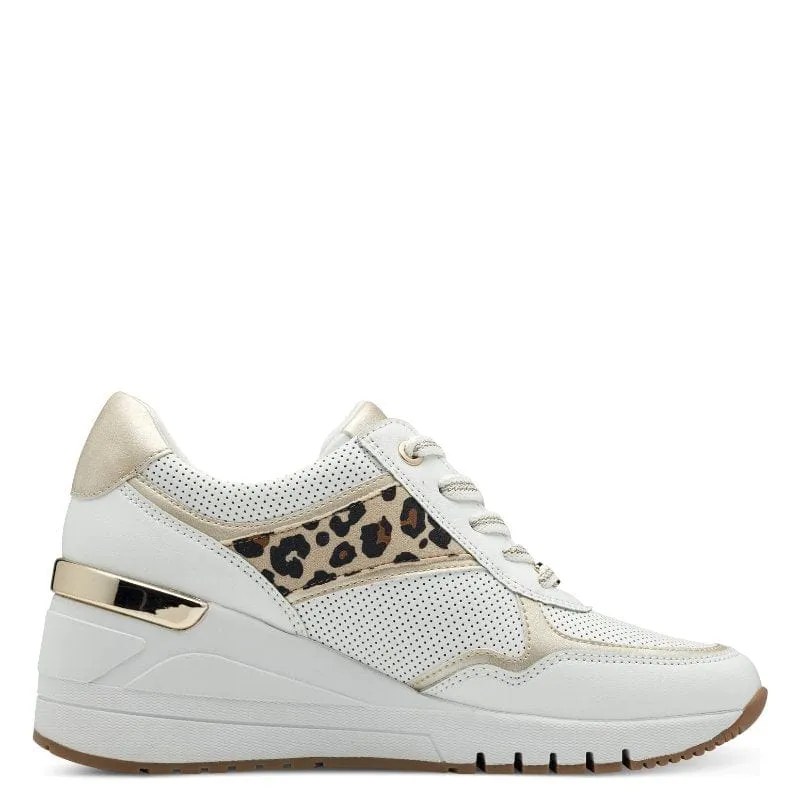 Marco Tozzi Womens White Patterned Fashion Trainer 2-23742-42
