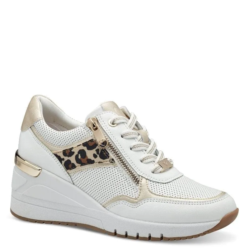 Marco Tozzi Womens White Patterned Fashion Trainer 2-23742-42