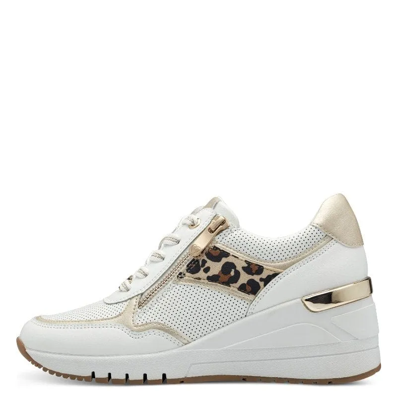 Marco Tozzi Womens White Patterned Fashion Trainer 2-23742-42