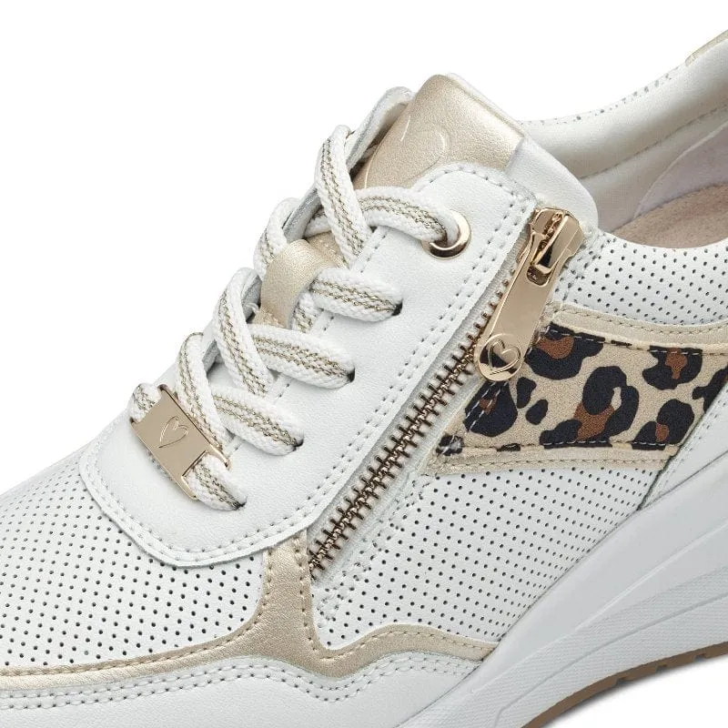 Marco Tozzi Womens White Patterned Fashion Trainer 2-23742-42