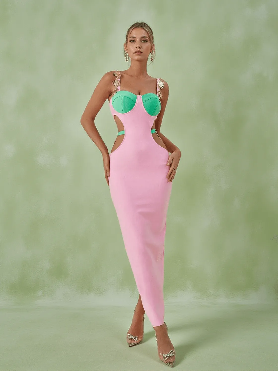Margaux Embellished Cutout Maxi Dress In Pink