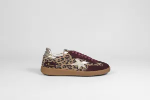 Meline - R 526 Burgundy and Leopard Trainers