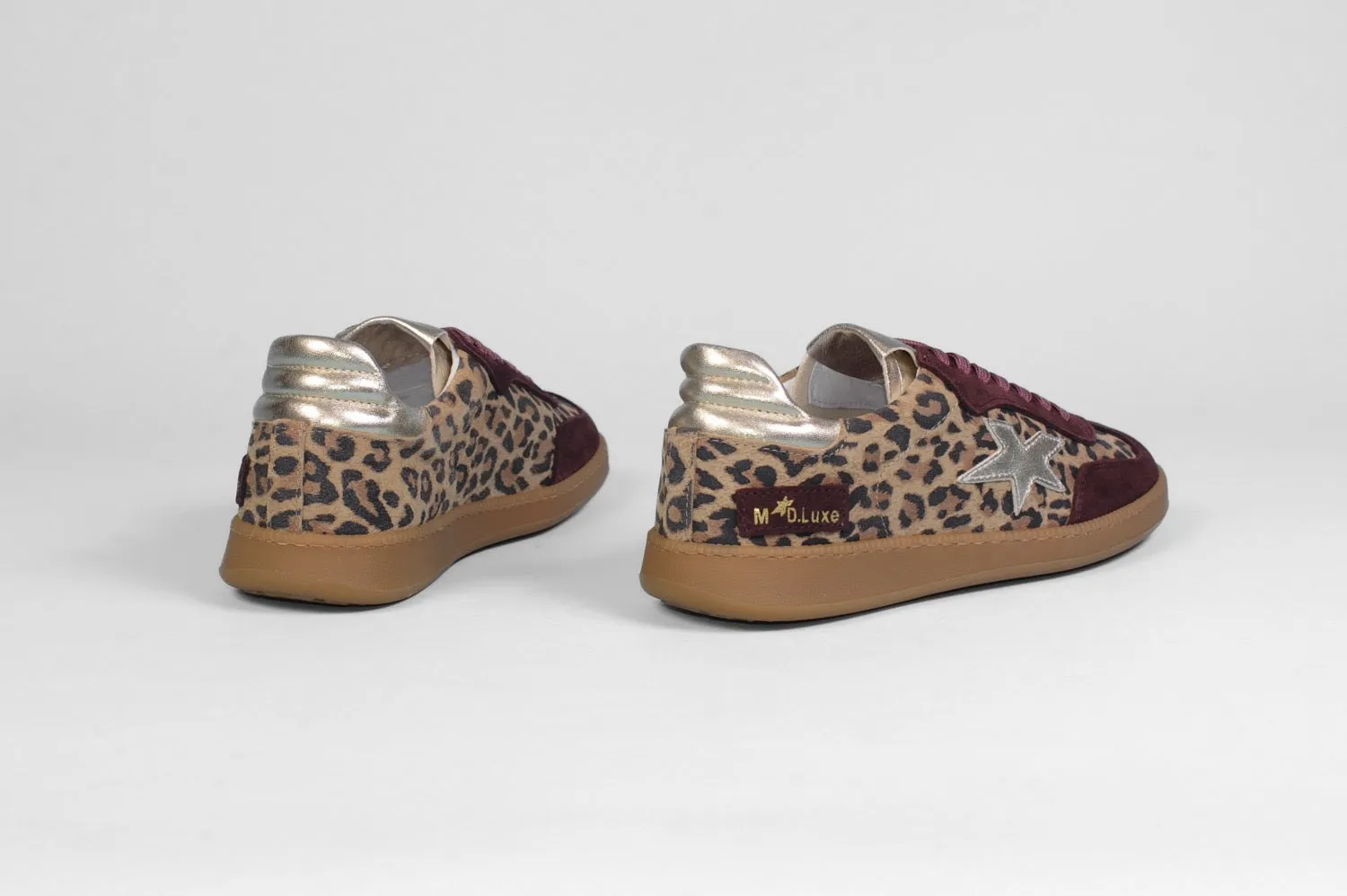 Meline - R 526 Burgundy and Leopard Trainers