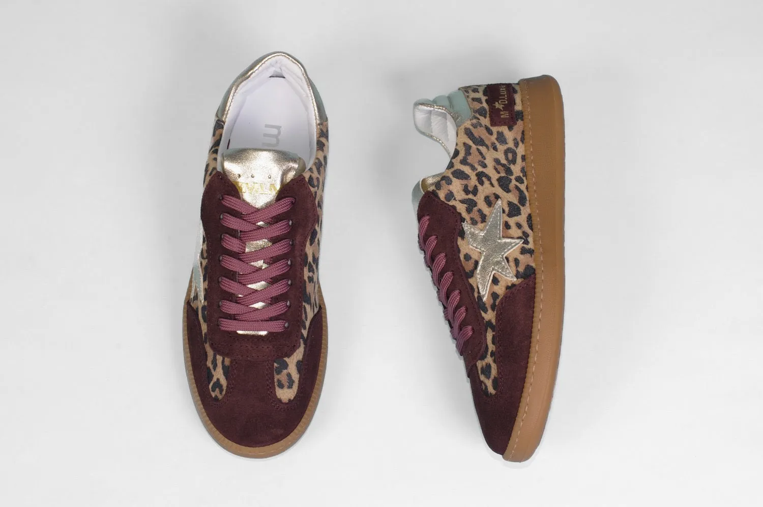 Meline - R 526 Burgundy and Leopard Trainers
