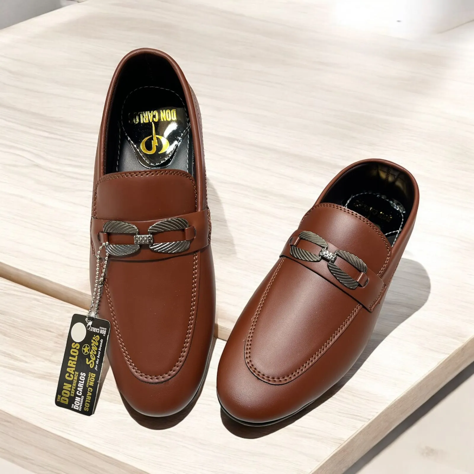 Men Tan Formal Moccasin Leather Pumpi Shoes (Musturd)