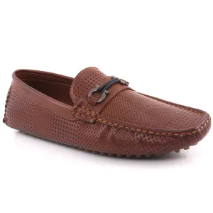 Men “WESELY” Metallic Clasp Perforated Design Casual Loafer Shoes