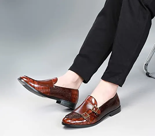 Men's Alligator Leather Dress Loafers Strap