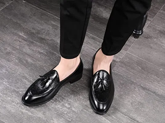 Men's Casual Tassel Loafers Black Brown