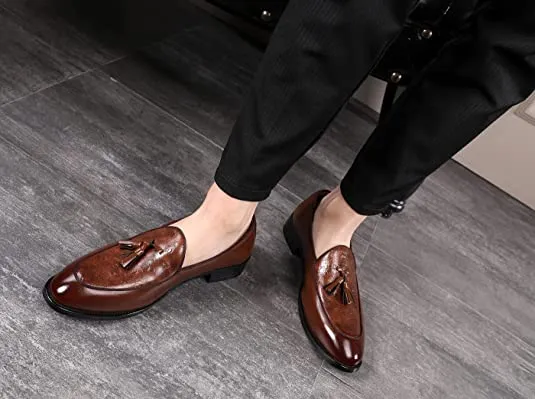 Men's Casual Tassel Loafers Black Brown