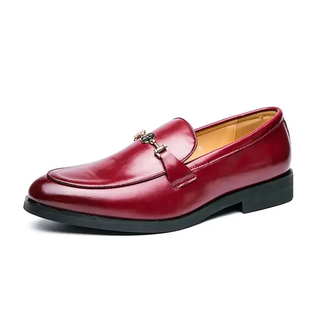 Men's PU Leather Classic Metal Chain Loafers