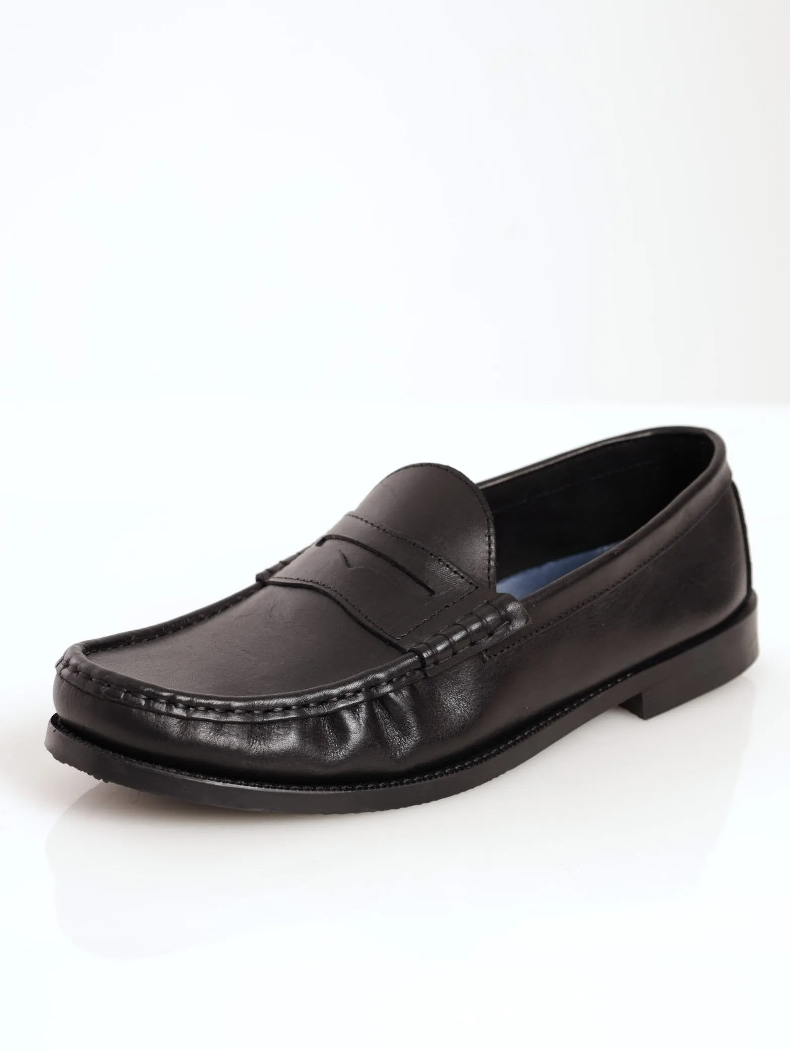 Men's Slip-On Penny Moccasin Leather Formal Shoe - Black