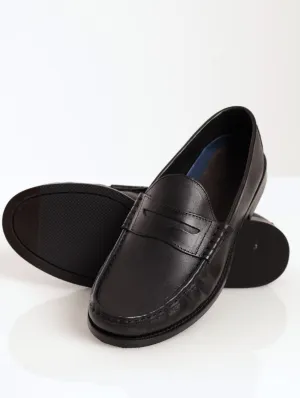 Men's Slip-On Penny Moccasin Leather Formal Shoe - Black