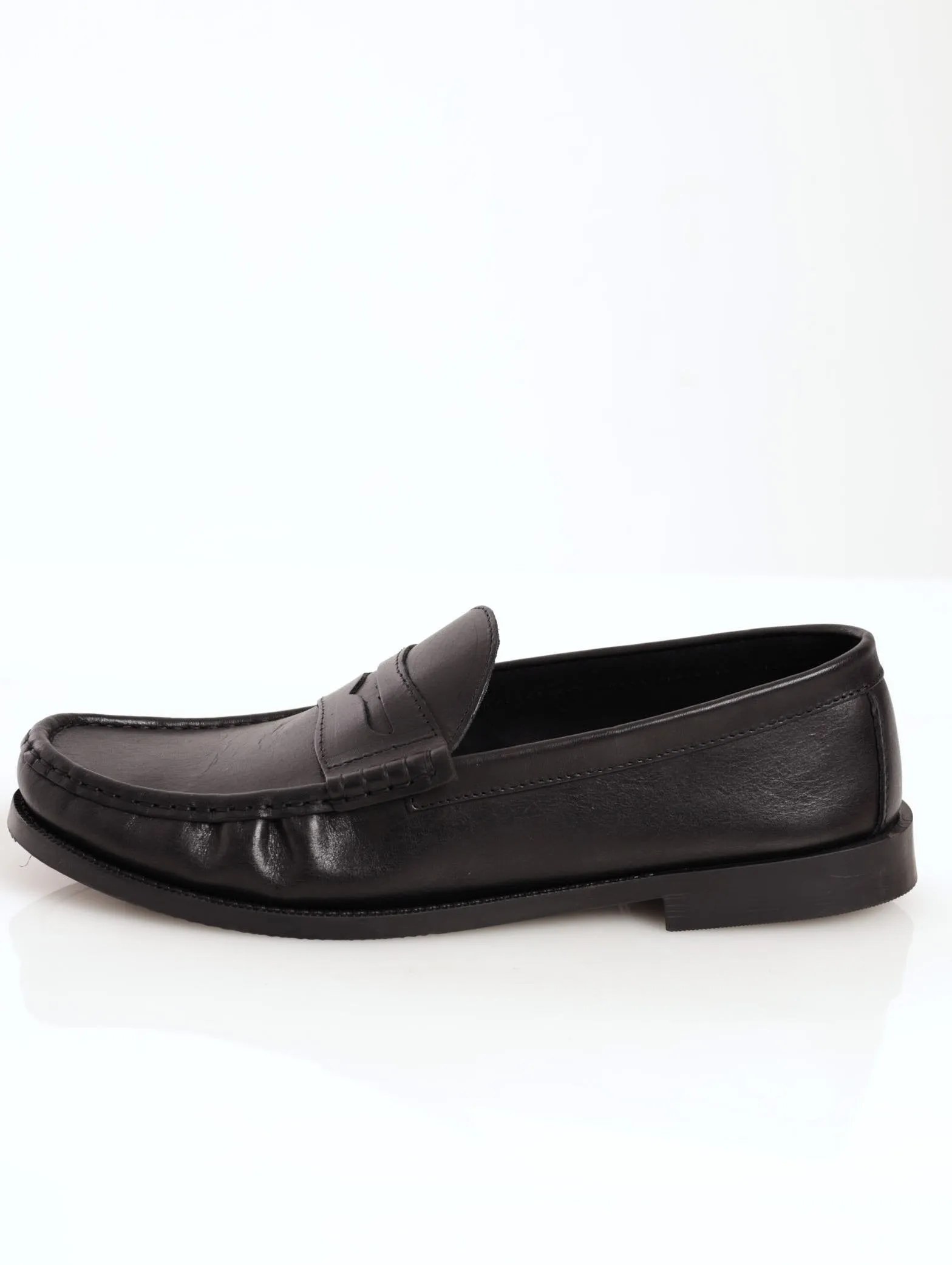 Men's Slip-On Penny Moccasin Leather Formal Shoe - Black