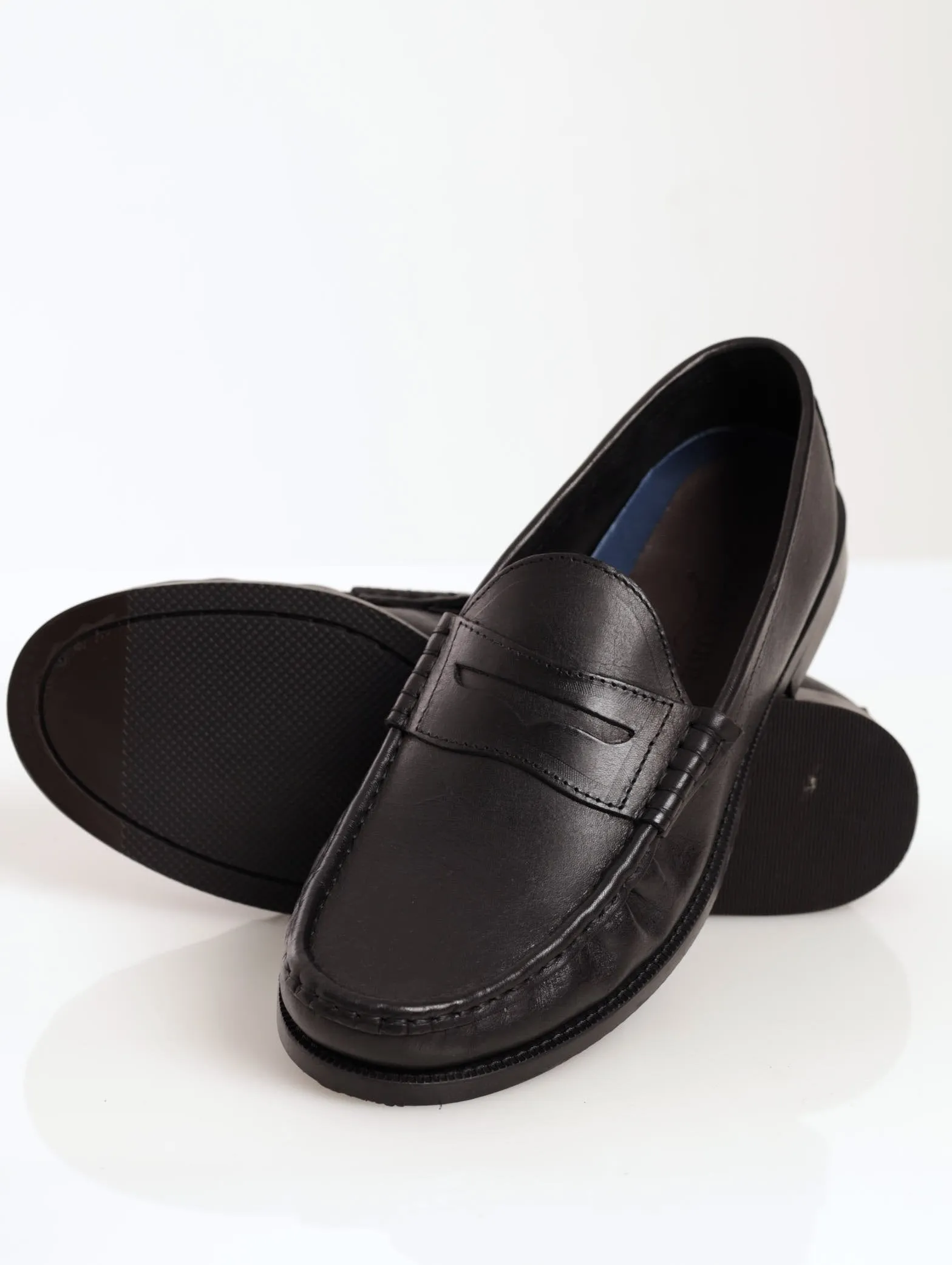 Men's Slip-On Penny Moccasin Leather Formal Shoe - Black
