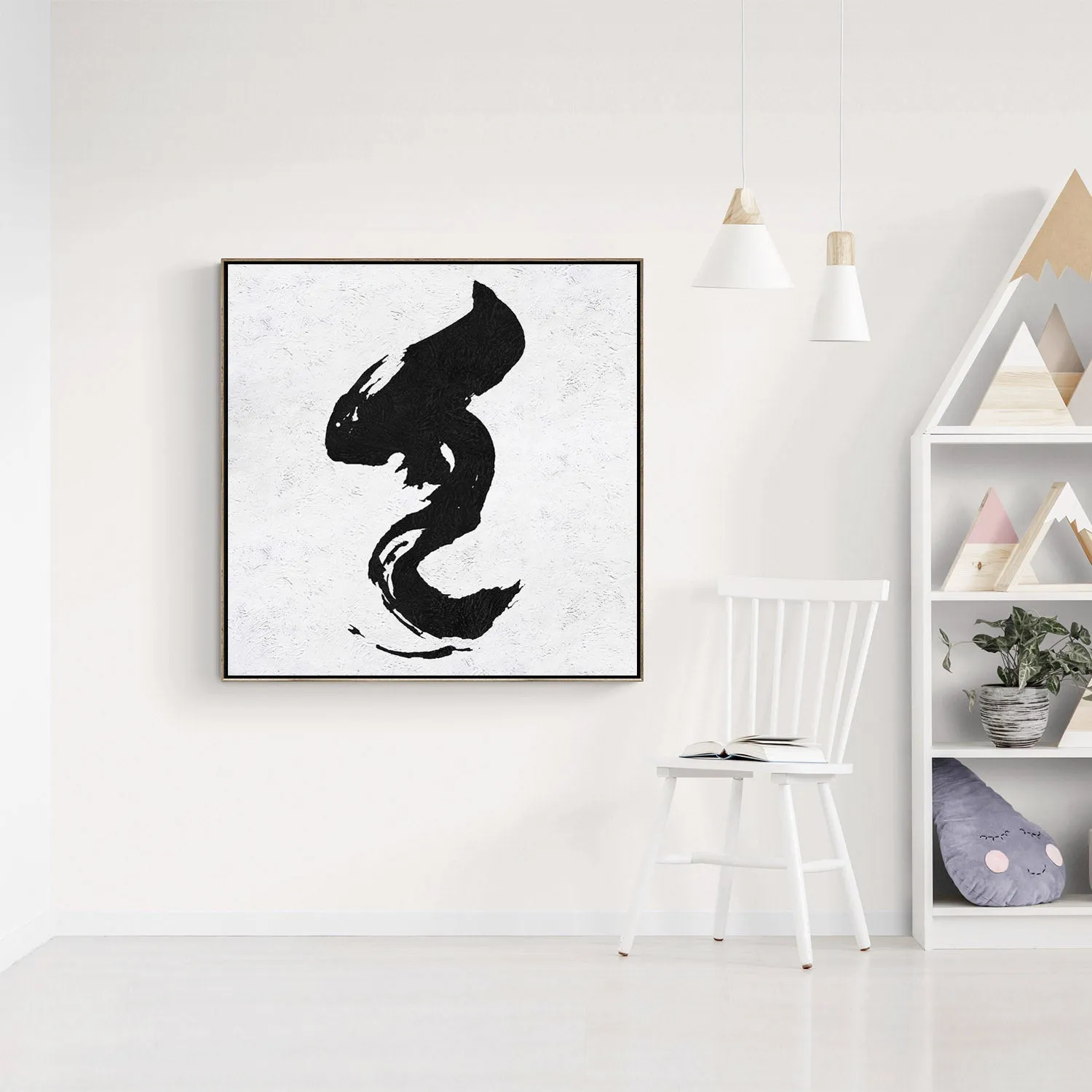 Minimal Black and White Painting MN149A