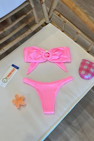 Minimal Cheeky Bikini Bottom in Taffy Pink Ribbed