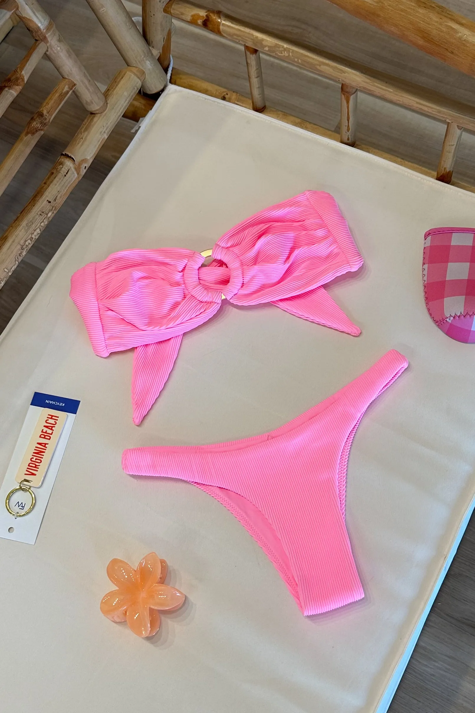 Minimal Cheeky Bikini Bottom in Taffy Pink Ribbed