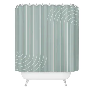 MINIMAL LINE CURVATURE SAGE SHOWER CURTAIN