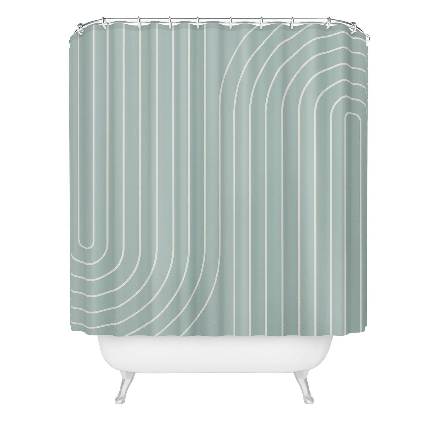 MINIMAL LINE CURVATURE SAGE SHOWER CURTAIN