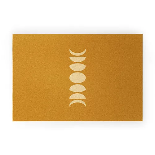 Minimal Moon Phases Orange Welcome Mat