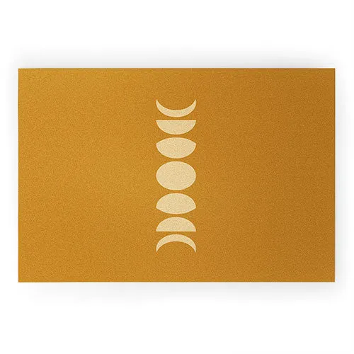 Minimal Moon Phases Orange Welcome Mat