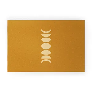 Minimal Moon Phases Orange Welcome Mat