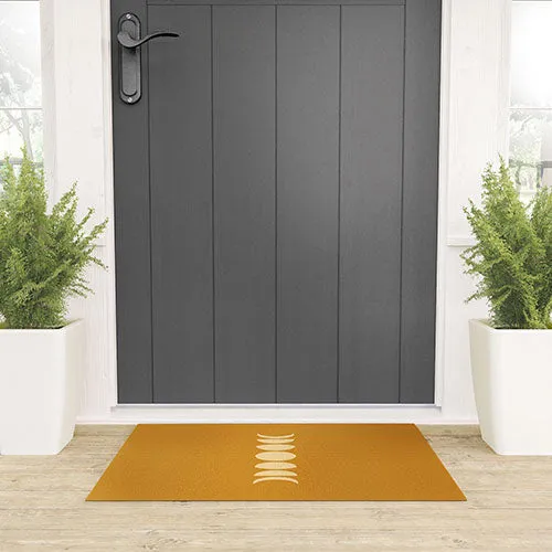 Minimal Moon Phases Orange Welcome Mat