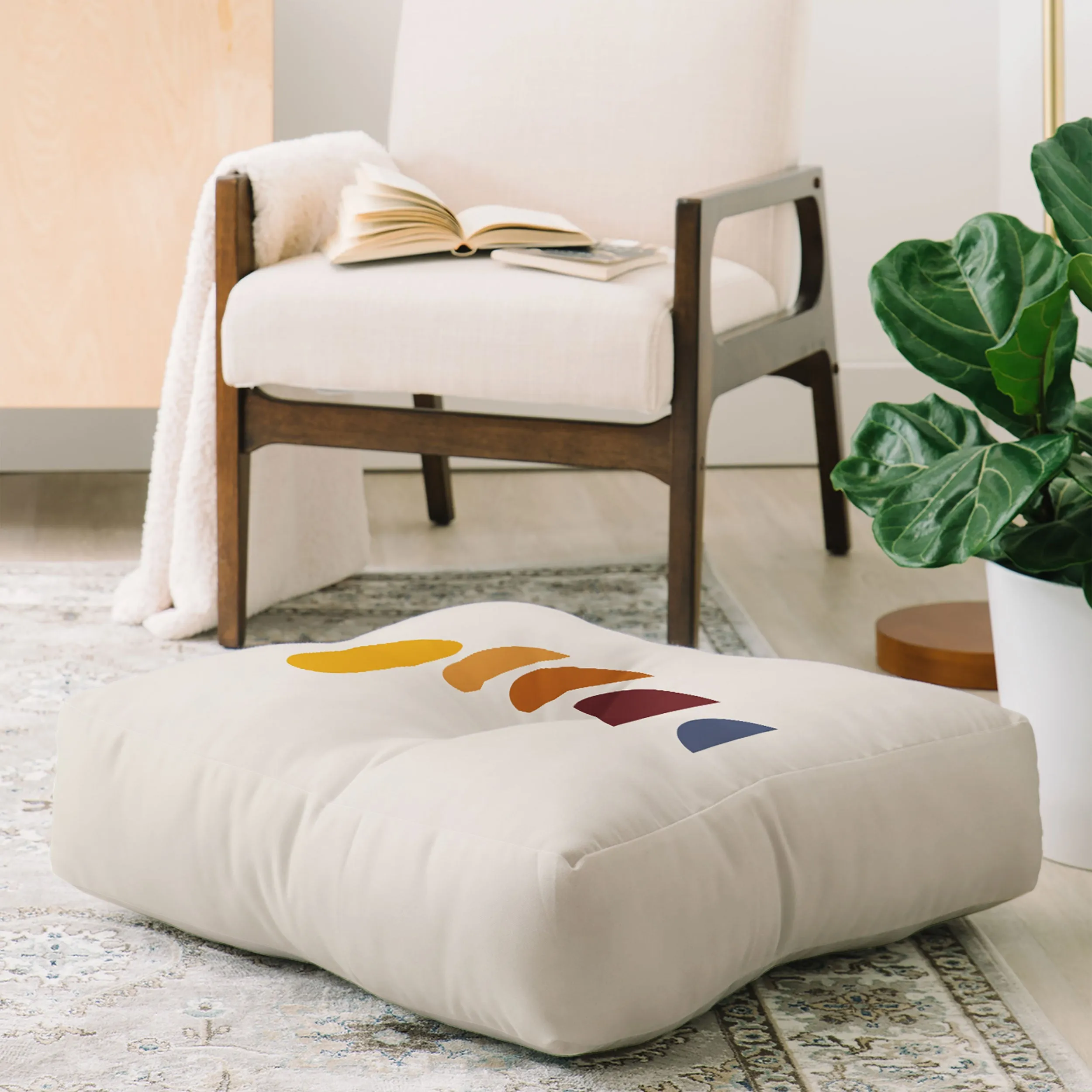 Minimal Sunrise Sunset I Floor Pillow Square