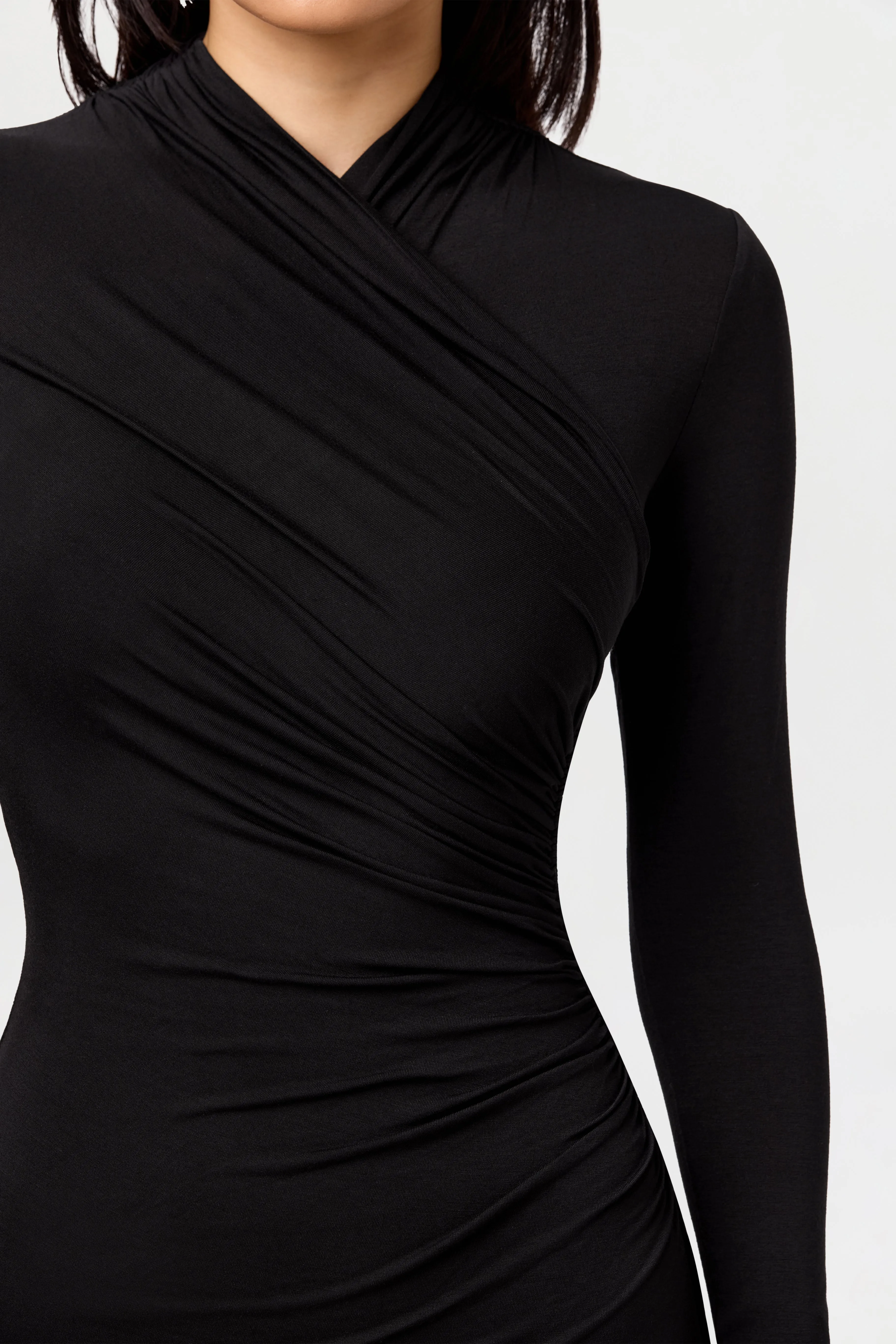 Modal Overlay Ruched Maxi Dress