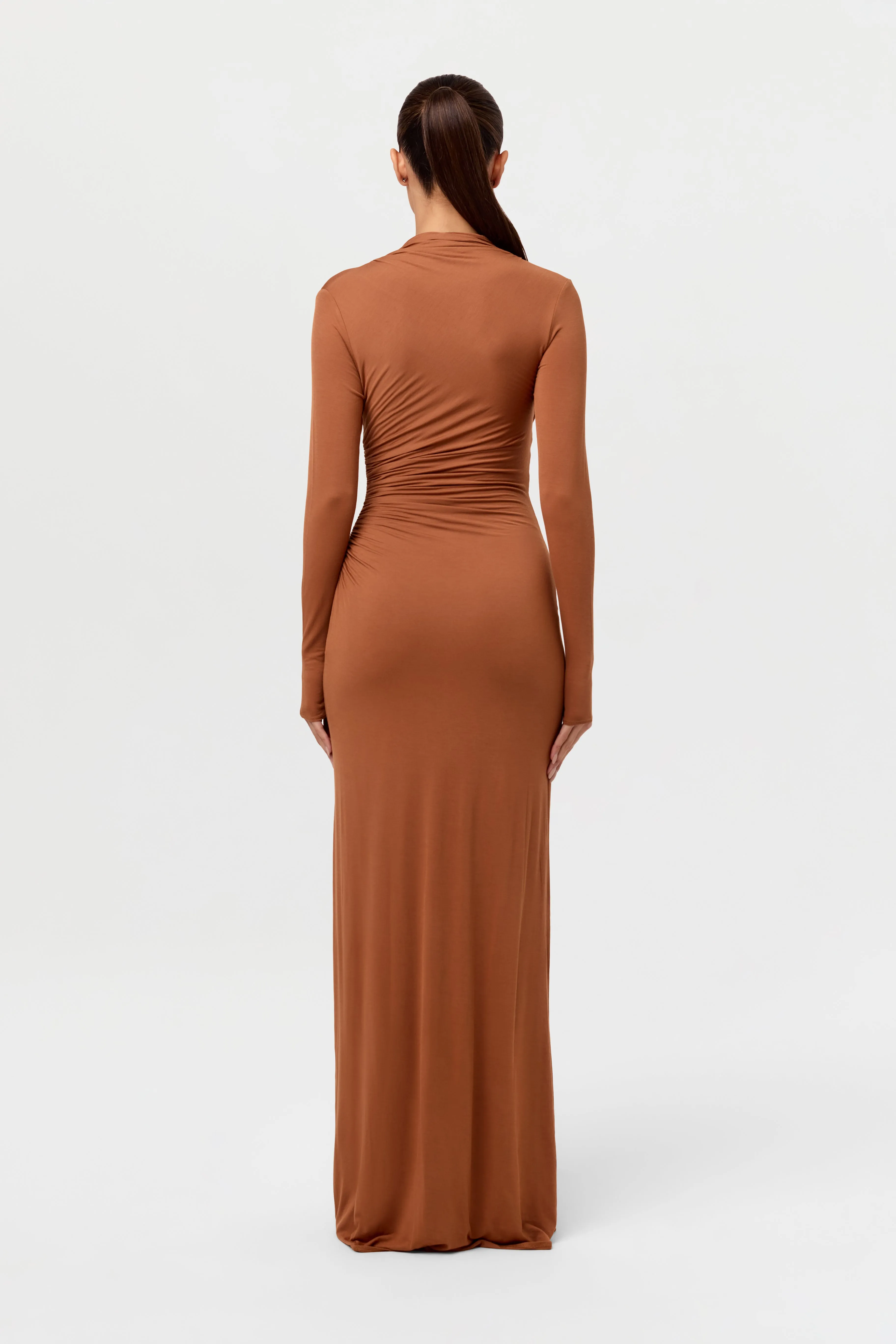 Modal Overlay Ruched Maxi Dress
