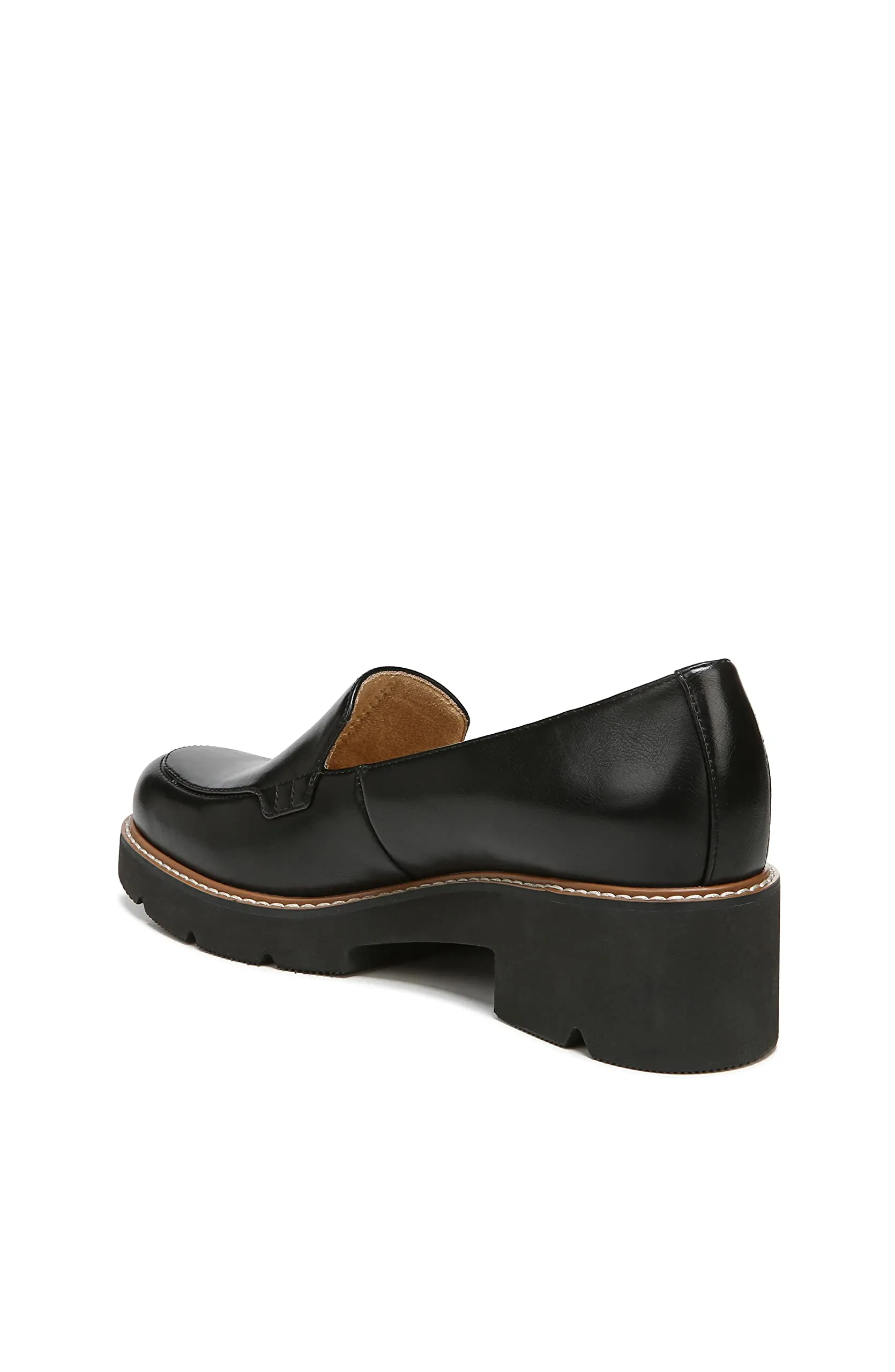 Naturalizer Womens Cabaret Slip On Lightweight Lug Heeled Loafer, Black Smooth, 9.5 M